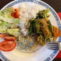 Veggies from the salad bar, plain white rice and veggies.   at Asia Wok Man in Memmingen