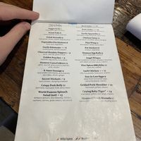 Menu appetizers  at Nittaya's Little Kitchen in Las Vegas