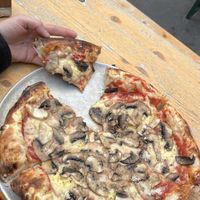 Vegan margharita with mushrooms  at Pizza Trap at Space Academy in Christchurch