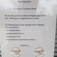 Closed as of 12/13/20 at Vegan Vee in Nashville