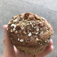 English breakfast muffin, with apples and nuts. Really good and could have been actually healthy 😁 at Vegan Vee in Nashville