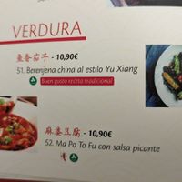 Eggplant, mapo tofu at Buen Gusto in Madrid