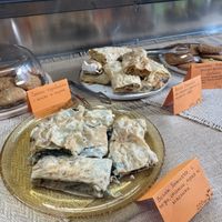 Vegan banitsa (pastry pie) with tofu and spinach and the other one with lentils and red peppers  at Manjari in Burgas