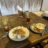 Left: vegan gado gado   at La Cocoteraie Restaurant in 