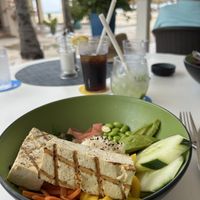 Requested grilled tofu that isn’t fried for poke bowl  at Pega Pega Beach Bar and Grill in Oranjestad