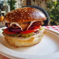 Schnitzel burger at Teva Ha'ochel - Hummus Tov in Kfar Saba