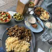 Vegan shawarma, hummus, kubbe   at Teva Ha'ochel - Hummus Tov in Kfar Saba