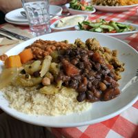 Variety plate - you choose 5 dishes and 2 salads  at Teva Ha'ochel - Hummus Tov in Kfar Saba