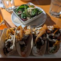 Tacos and mixed salad at Devil's Isle Cafe in Hamilton
