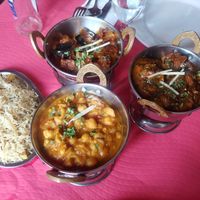 Chana masala, soy methi and aubergine baghi, were all too salty... at Sabor de la India in Tenerife
