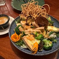 Crispy tofu salad with substitute peanut sauce at Lemongrass in Moss Landing