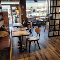 Downstairs seating at Espresso House in Uppsala