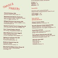 Menu  at Shy Bird in Boston