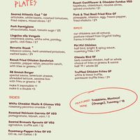 Menu  at Shy Bird in Boston