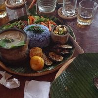 Surol, with the stamp of the blue flower tinted rice, also included in other dishes at Daos Beach Bistro - Haruhay Eco Beach Tavern in Camiguin