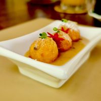Starter of sweet mandazi with jalapeno dressing. at Embark in Nairobi