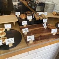 A good selection of vegan pastries such as croissants, sausage rolls, muffins   at Flatout Coffee & Moto Supply in Hove
