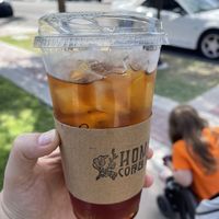 Large black peach tea   at Homage Coffee House in Glendale