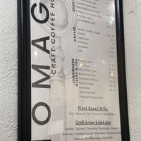 Drink menu   at Homage Coffee House in Glendale
