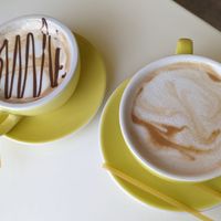 Hazelnut lovers and latte with oat milkk  at The Yellow Door in Guaynabo
