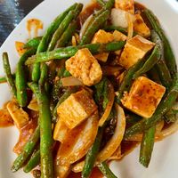 Pad Prig Khing with fresh tofu, veganized at Talay Thai in Palm Desert