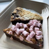 Vegan rocky road brownie and blueberry pie  at Espresso House - Västerlånggatan in Stockholm