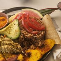 Gallo pinto at bread what what in Puerto Viejo De Talamanca