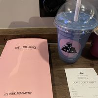 Blue Magic Smoothie & Avocado Sandwich.  All packaging is biodegradable/ compostable.  No plastic.  Plugs are nice to have and lots of seats.   at AMS - Joe & The Juice - Lounge 3 in Schiphol