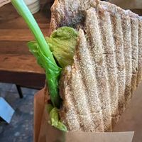 Avocado and vegan pesto toastie at AMS - Joe & The Juice - Lounge 3 in Schiphol