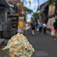 Earth mama: ginger, pandan, lemongrass rolled in toasted coconut flakes 40k +5k at Kind Koko in Gianyar