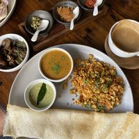 Akuri tofu dosa. Dosa is big crepe from fermented rice and legumes  at RiZE in Canggu