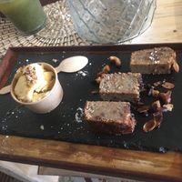 Dessert - banana cake with passion fruit ice cream (vegan)  at DidikoBag in Pointe-a-pitre