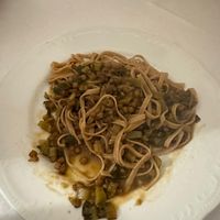 Tagliatelle di farro con lenticchie at La Trattoria del Leone' di Lucarini Mauro in Urbino