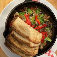 Vegan version of akillet with sourdough  at The Hardware Cafe in Clancy