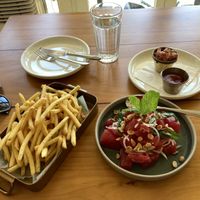 Water melon salad and french fries  at Limewood in Hong Kong Island
