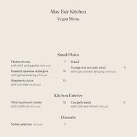 Vegan options  at May Fair Kitchen in London