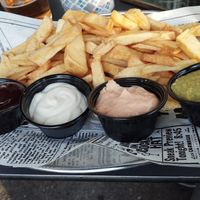 Chips with different sauces at Bar Cafetería Xerez in Jerez