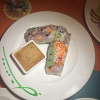 Veggie salad rolls with peanut sauce   at Pineapples - Ramon's Village Resort in San Pedro