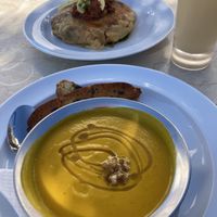 Pumpkin Bissara and Veggie Pastilla  at Cafe Clock in Chefchaouen