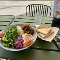 Humus bowl with pita bread at Sound Kitchen - 사운드키친 in Seoul