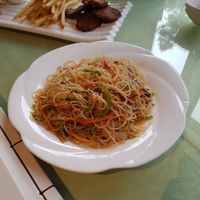 Taiwanese shrimp noodles. Special good flavour and nice fake meats textures. 8/10 at Tianchu Miaoxiang - Tsinghua in Beijing