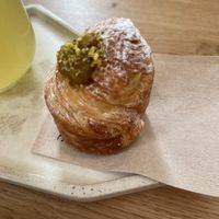 Mini pistachio cruffin - we should have gone for the larger one because it was so good!  at Krafin in Prague