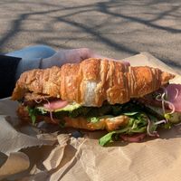 Croissant sandwich with grilled vegetables at Krafin in Prague