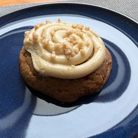 Peanut butter soft cookie. It was a little bit too soft and the flavour seemed to be coming mostly from the peanut butter cream and it worked well when you got a chocolate chunk. at Krafin in Prague
