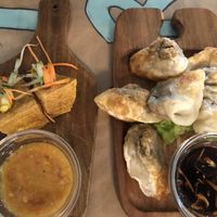 Stuffed tofu and mushroom dumplings   at Faith Hope Love Malaysian Cafe in Napier