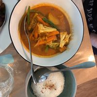 The was the adapted cheese baked chicken curry, medium. Was quite spicy. No cheese or chicken, tofu was added insteadd  at Faith Hope Love Malaysian Cafe in Napier