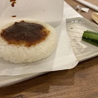 Yaki onigiri (grilled rice ball)   at Yamanoma Brewery Craft Beer Pub in Nagano