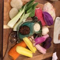 Vegetables with miso and vegan mayo at Yamanoma Brewery Craft Beer Pub in Nagano