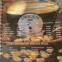 Menu  at Café Taganga in Santa Marta