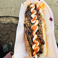 Vegan Hot Dog with vegan “mince”   at Víkinga Pylsur - Kiosk in Reykjavik